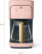 Beautiful 12-Cup Programmable Coffee Maker – Auto Brew, Digital Timer, Glass Carafe (Rose)