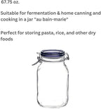 Bormioli Rocco Fido Square Jar with Blue Lid, 67.5-Ounce