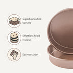 HAPPIELS Non Toxic Nonstick 9 inch Round Cake Pans Set of 2 | Quality Non Stick 9 inches Layer Circle Cake Pan 2 inches Deep | Best 9in Baking Pan PFOA, BPA free Nontoxic | 9inch 9inches Cake Pans Set