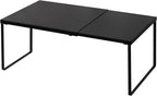 Nxconsu Cabinet Shelf Expandable Organizer Riser Rack for Kitchen Pantry Cupboard Under Sink Countertop Home Organization Extra Storage Space Saver Heavy Duty Metal Edgeless Design Black Large