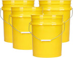 House Naturals 5 Gallon Premium HPDE Plastic Bucket - Made in USA Food Grade Storage Container, BPA Free All Purpose Pail (4, Yellow)