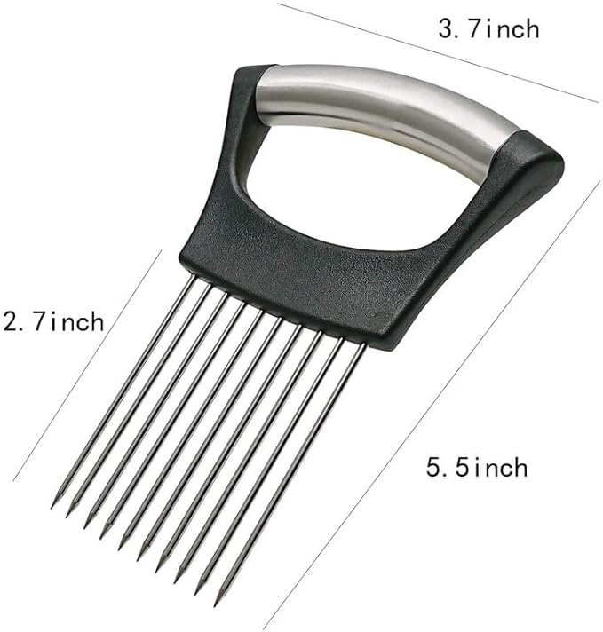 2025 Upgraded Onion Slicer, Onion Holder Chopper for Slicing, Chopper Slicer Assistant Tool, Cutter for Slicing of Meat, Potato, Tomato Kitchen Gadgets (1, Black)