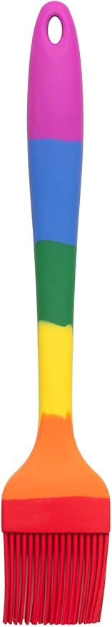 Cooking With Pride Non-Stick Pastry Brush, Heat-Safe Silicone With Iron Core, 8.5-Inch