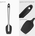 Heat Resistant Silicone Spoon Spatula: U-Taste 600ºF High Heat Flexible 11.38in Silicon Mixing Stirring Cooking Scraping Baking Bowl Scraper Seamless Spreader for Kitchen Nonstick Cookware (Black)