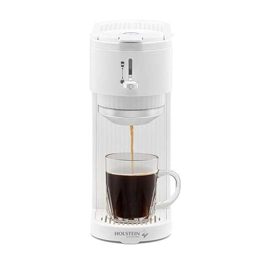 Holstein Housewares 2-in-1 Single Serve Coffee Maker, Dual Brew, Compatible with K-Cup Pods & Ground Coffee, Reusable Filter Included, Compact Drip Coffee Machine, 14oz Tank, Fits Most Cups - White