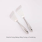 18/10 Stainless Steel Fish Spatula Set – 2 PCS All Metal Fish Spatula Turner, Shining Slotted Spatulas Set for Kitchen Use, Mirror Polished, Heavy-duty, Dishwasher Safe