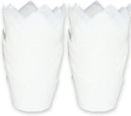500 pcs Large size White Tulip Baking Cups 2-1/4"(Base diameter) x 4"(Wall height) Greaseproof paper baking cupcake Muffin liners