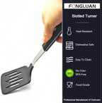 Stainless Steel Cooking Slotted Turner With Heat-resistant BPA-free nylon head Safe for Non-Stick Cookware POM Handles Heavy Duty Kitchen Spatulas For Serving