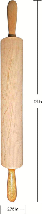 Frieling Rolling Pin - 2.75 in x 15 in Barrel, Natural - Rolling Pins for Baking & Pizza Dough Roller - Wood Roller with Nylon Bushings for Smooth Dough Prep