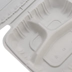 TIYA Clamshell Food Containers - White Bulk 150 Pack, 8x8 in - 3-Compartment To-Go Containers - Microwavable Plastic with Hinged Lid - Great for Meal Prep - BPA-Free