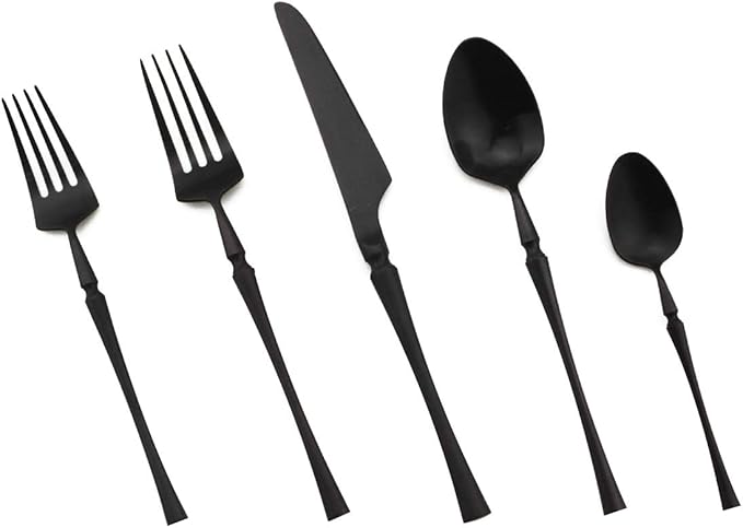 Gugrida Unique & Beautiful Flatware Set - 20 Piece Iridescent Silverware Sets | 18/10 Stainless Steel Reusable Cutlery Set | Black Utensils Service For 4 with Dessert Fork, Knife, Spoon, Dinner Fork