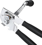 Manual Can Opener,Commercial Heavy Duty Can Openers with Easy-Turn Crank,Ergonomic Long Rubber Handle for Seniors