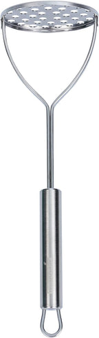 Restaurantware-German Standard Round-Faced Mashers With Ergonomic Handle, 6 Heavy-Duty Potato Mashers - Dishwashable, Durable, Stainless Steel Food Masher, For Avocado, Beans, Sweet Potatoes
