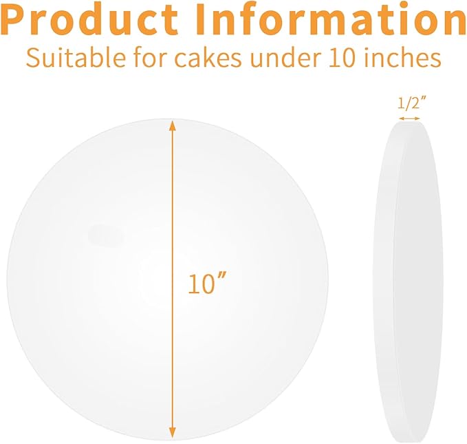 5packs Cake Boards 10 Inch Round,1/2" Thick Cake Drum, Cake Board Food Grade Cake Base, White Cake Cardboard Circles Bases para Pasteles for Wedding & Party & Pizza Desserts(10inch/5pcs)