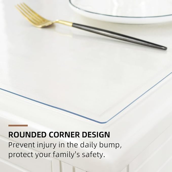 Warmstar Clear Table Cover Protector 42 x 72 Inch,1.5mm Thick Plastic Table Cover Rectangle,PVC Clear Table Protector,Desk Protector Mat for Kitchen, Dresser, Writing Desk，Dining Room Table