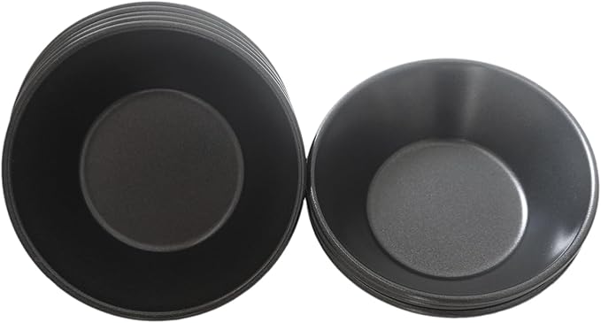 3 Inch Tart Pan, Carbon Steel Pastel De Nata Tins, Nonstick Egg Tart Molds, Mini Round Quiche and Pie Pan for Tartlet, Cupcake, Pudding, Muffin Baking - 8Pcs, Black