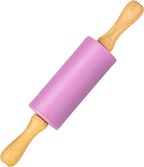 Mini Silicone Rolling Pin for Kids, Non-stick Surface Wood Handle, 9 Inch 1 Pack Purple