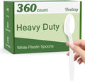 360 Count White Plastic Spoons Disposable, BPA-Free, Heat Resistant, Solid and Durable Disposable Spoons Heavy Duty Bulk, Premium Spoons plastic disposable for Party Supply