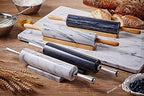 JEmarble Rolling Pin/Aluminum Handles 18 inch(Black)(Premium Quality) Polished Surface 18-inch(10"Barrel) Genuine Stone Non-stick Save Effort Easy to Clean