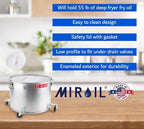 MirOil Filter Pot Combo, Oil Pot & Oil Filter Bag, 7 Gallon Deep Fryer Grease Disposal Caddy w/Castor Wheel & Reusable B6PS Strainer Bag for Filtering, Safe Storage, Extends Life & Polish Fryer Grease