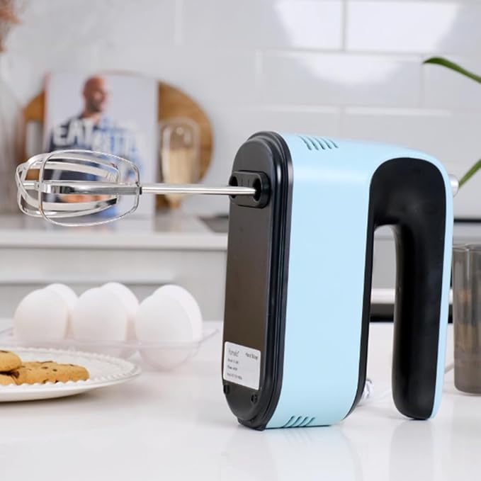 9-Speed Digital Hand Mixer Electric, 400W Powerful DC Motor, Baking Mixer Handheld with Snap-On Storage Case, Touch Button, Turbo Boost, Dough Hooks, Whisk (Ice Blue)