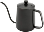 Restaurantware Restpresso 20 Ounce Gooseneck Kettle 1 Dishwashable Pour Over Kettle - With Thermometer Hole Non-Stick Coating Black Stainless Steel Stovetop Kettle Built-In Handle