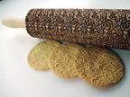 Rolling pin ROSES PETALS. Wooden embossing rolling pin with Oriental flowers. Embossed cookies. Pottery. Birthday gift. Gift for mother