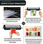 MEGAWISE Vacuum Sealer Machine for Food Storage with Sealer Bags | Automatic Food Sealer for Sous Vide | Compact Design with Built-in Cutter | Works with All Food Types | Easy to Clean (Grey)