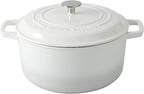 Enameled Cast Iron Dutch Oven Pot With Lid, Dutch Oven for Sourdough Bread Baking Round Pot Dule Handle, 7.5 Quart, White