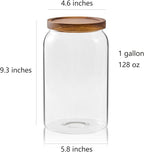 Sweejar Large Glass Candy Jars with Wooden Lids, 1 Gallon Glass Jar with Lid, Sugar/Flour Storage Containers, Big Glass Canisters with Airtight Lid, 2