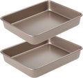 11 Inch Baking Sheets Pan Nonstick Set of 2, Walooza Cookie Sheet Replacement Toaster Oven Tray, Deep Size 2 inch Bakeware, Non Toxic & Heavy Duty & Easy Clean