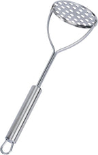 Restaurantware-German Standard Round-Faced Mashers With Ergonomic Handle, 6 Heavy-Duty Potato Mashers - Dishwashable, Durable, Stainless Steel Food Masher, For Avocado, Beans, Sweet Potatoes