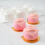 Pastry Tek 6 Cavities Rose Baking Molds, 10 Oven-Ready 3D Rose Molds - Flexible, Freezable, White Silicone Chocolate Molds, Easy Release, For Making Candies or Chocolates - Restaurantware