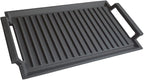 COVERCOOK Griddle Pan, Cast Iron Grill Hot Plate, Rectangular Grill, 2 handles with Ridged Surface for Induction Electric Cooktop，16 x 9inch