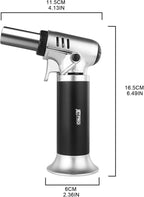 Butane Torch Lighter Refillable with Adjustable Flame Kitchen Torch for Creme Brulee Baking BBQ Cooking Soldering One Hand Operation with Fuel Window Safety Lock (Butane Gas Not Included)