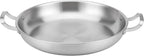 DELARLO 13 Inch Tri-Ply Stainless Steel Paella Pan With Lid, Big Frying Pan, kitchen Induction Large Skillets,Great for Paella Parties Indoors Outdoors,Heavy Duty Style