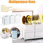 White Metal Utensil Caddy, 3 Compartments, Portable Design, Perfect for Countertop, Outdoor, and Camping
