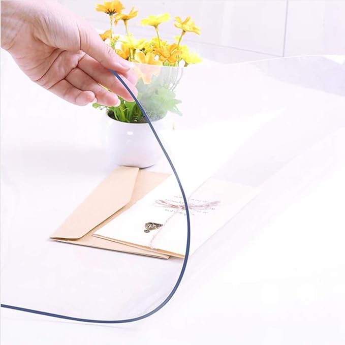 NECAUX Custom 16 x 20 Inch Clear Desk Cover Protector, 1.5mm Thick Plastic Desk Pad Mat, Table Cover Tablecloth Protector for Office Computer Writing Desk, Side Table, End Table, Night Stand, Dresser