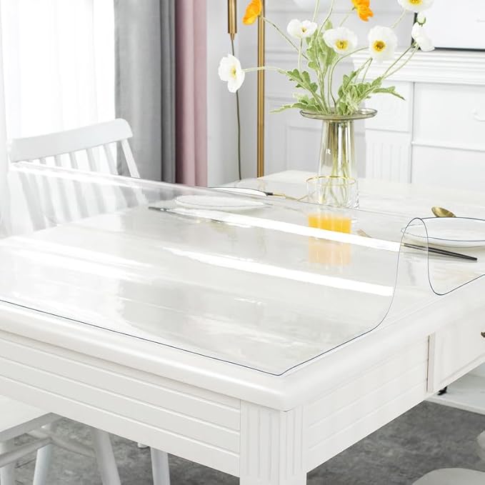 Warmstar Clear Table Protector, 38 x 61 Inch, 1.5mm Thick PVC, Rectangle, Dining Room Table, Desk, Kitchen