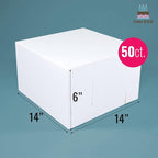 14x14x6 White Cake box, Premium Bakery Boxes, One piece, Perfect for packaging and selling cakes, donuts, cookies, and muffins, Pack of 50