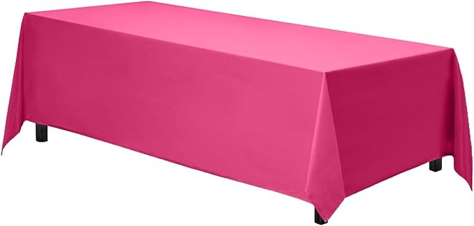 Gee Di Moda Rectangle Tablecloth - 90 x 156 Inch Fuchsia Table Cloth for 8 Foot Table with Floor-Length Drop - Heavy Duty Washable Fabric - 8 Ft Buffet Table, Holiday Party, Wedding & Baby Shower