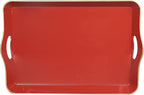 Spsyrine Large Red Decorative Tray, Elegant Plastic Serving Tray with Handles, Coffee Table Tray for Ottoman, Living Room, Home Decor 17.3"*11.8"*2"