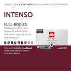 Illy Coffee K Cups - Pods For Keurig Machines – Intenso Dark Roast – Notes of Cocoa & Dried Fruit - Bold, Flavorful & Full-Bodied Flavor - No Preservatives – 20 Count