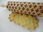 Rolling pin FLEUR DE LIS. Wooden embossing rolling pin with Oriental flowers. Embossed cookies. Pottery. Birthday gift. Gift for mother
