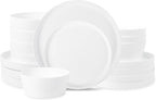 Stone Lain Fosca 32-Piece Dinnerware Set Bone China, Plates and Bowls Sets, Pasta Bowls, Dish Set for 8, Matte White