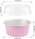 EUSOAR Cupcake Liners for Baking, 50pcs 5oz Muffin Liners, Disposable Foil Ramekins, Dessert Containers, Aluminum Foil Baking Cupcake Cups Holders Pans with Lids 5 Colors Mixed