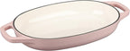 Enameled Cast Iron Oval Dutch Oven Pot with Lid, Dutch Oven for Sourdough Bread Baking, Oval Bread Pan, 5qt, Pink