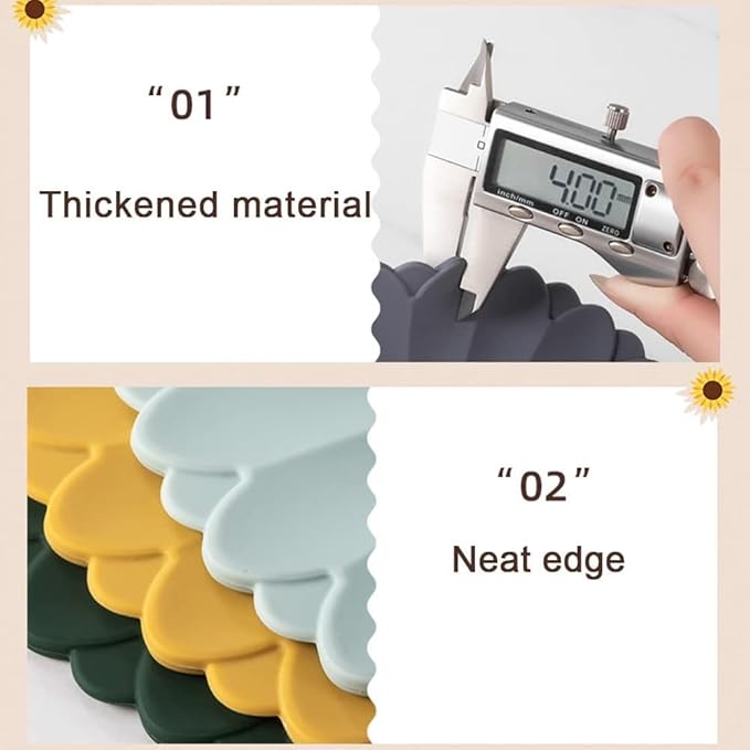 Heat-Resistant Silicone Trivet Mats, Non-Slip Hot Plate Holder for Kitchen Countertops & Dining Table, Reusable Pot Holder Pad with Secure Grip, Dishwasher Safe (Yellow, Diameter: 18cm/7.09")