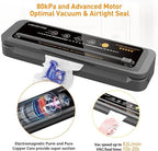MegaWise Food Vacuum Sealer Machine – High-Power 80kPa Suction, One-Touch Operation, Built-in Cutter – Works with All Food Types, Includes Bags & Hose (Black), Keeps Food Fresh 5x Longer
