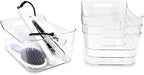 Isaac Jacobs 4-Pack Small Clear Storage Bins (9.4” x 6.7” x 4.1”) w/Handles, Plastic Box Set, Home, Office, Fridge, Freezer, Kitchen, Pantry Organization Container, BPA-Free/Food Safe (Small, 4-Pack)